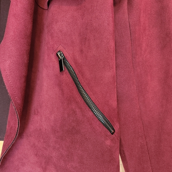 KUT FROM THE KLOTH JACEE DRAPED MOTO JACKET BURGANDY SIZE LARGE EUC - Picture 5 of 7